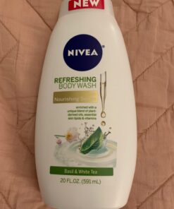 NIVEA Basil and White Tea Body Wash with Nourishing Serum, 20 Fl Oz Bottle 32 71PhaZayNL