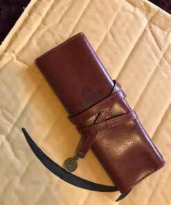 Miayon Twilight Retro Bandage Synthetic Leather Pen Bag Pencil Case Makeup Pouch,Vintage Style Rollup Pencil Case, Pencil Bag(Dark Brown) 51 71PjSpuqcL