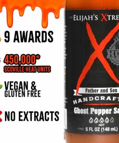 Elijah's Xtreme Ghost Pepper Hot Sauce, Handcrafted Award Winning Blend of Ghost Peppers, Habanero Garlic & Lime, Extreme Heat & Flavor 22 71PjmHVN8NL
