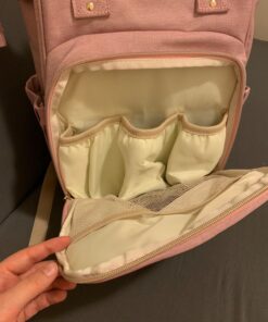 AMILLIARDI Diaper Bag Backpack - 6 INSULATED Bottle Holders - Detachable Stroller Straps (Light Pink) Light Pink 46 71Plkw4e6HL