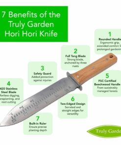 Hori Hori Garden Knife with Diamond Sharpening Rod, Thickest Leather Sheath and Extra Sharp Blade - in Gift Box. Leather Sheath with Rod 30 71PmGYc4XZL