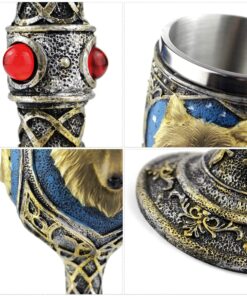 EZESO Stainless Steel Wolf Goblet, EZESO Resin 3D Wine Chalice Goblet Cup(Wolf Goblet) 16 71PmS8 gWwL