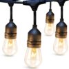 addlon 48 FT Outdoor String Lights Commercial Grade Weatherproof Strand, 18 Edison Vintage Bulbs, 15 Hanging Sockets (3 Spare Bulbs), ETL Listed Heavy-Duty Decorative Christmas Lights for Patio Garden 48FT Black