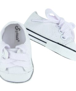 Sophia's White Canvas Sneaker with Laces and Imitation Leather Toe Cap Shoes Accessory for 18" Dolls, White 16 71PonCLcRUL