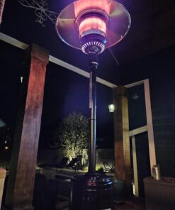 Amazon Basics 46,000 BTU Outdoor Propane Patio Heater with Wheels, Commercial & Residential, Havana Bronze, 32.1 x 32.1 x 91.3 inches (LxWxH) Powder Coated 42 71PpX5TJSFL 1