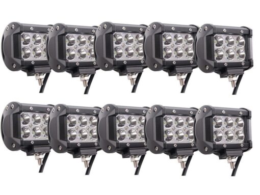 Led Spot Light Bar Lumitek 10PCS 18w Led Work Lights 4Inch Led Fog Light Driving Lights Led Off Road Lights for Trucks SUV Jeep Lamp Boat…