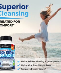 Colon Cleanser and Detox for Weight Loss & Digestive Support - 15 Day Fast-Acting Extra Strength Cleanse with Probiotic Fiber Plus Noni for Constipation Relief & Bloating Support, Non-GMO, 45 Count 21 71PqowHmnHL