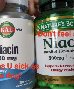 Nature's Bounty Niacin 500mg Flush Free, Cellular Energy Support, Supports Nervous System Health, 120 Capsules Unflavored 120 Count (Pack of 1) 13 71Pr8WM3FQL