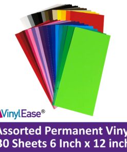 Vinyl Ease 30 Sheets 6" x 12" Assorted Colors Gloss Permanent Adhesive Vinyl for Cricut, Silhouette, Pazzles, Craft ROBO, QuicKutz, Craft Cutters, Die Cutters, Sign Plotters - V0001 31 71PsEHkgFuL