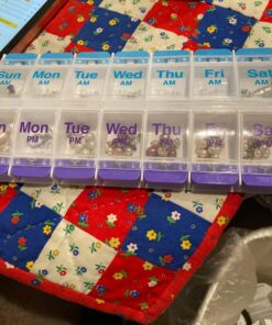 EZY DOSE Push Button (7-Day) Pill Case, Medicine Planner, Vitamin Organizer, 2 Times a Day AM/PM, Large Compartments, Arthritis Friendly, Clear Lids, Purple/Blue Blue and Purple (Clear Lids) 24 71PseWuv LL
