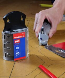 WORKPRO Utility Knife Blades, SK5 Steel, 100-Pack with Dispenser 100 Pack 22 71PtBeKSMZL