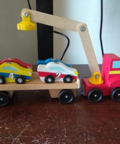 Melissa & Doug Magnetic Car Loader Wooden Toy Set With 4 Cars and 1 Semi-Trailer Truck - Crane Wooden Toy, Vehicle Toys For Kids Ages 3+ 47 71PtpBFbSL