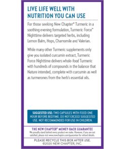 New Chapter Turmeric Supplement + Sleep Aid - Turmeric Force Nighttime for Sleep Support with Valerian Root + Ginger + NO Black Pepper Needed + Non-GMO Ingredients - 60 Vegetarian Capsule 16 71PuqxowDdL