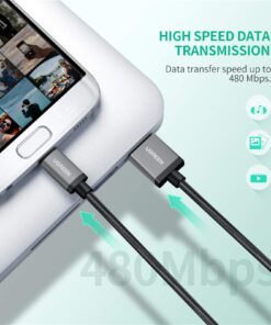 UGREEN Micro USB Cable, 1.5FT High Speed Fast Charging USB Cable, Nylon Braided Durable Android Phone Charger Cord, Compatible with Samsung Galaxy S7 S6 Note LG V10 Tablet PS4 MP3 Black 9 71PvPnl5clL