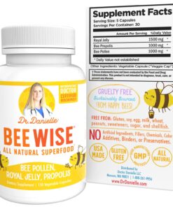 Dr. Danielle's Bee Wise - Bee Pollen Supplement - Bee Well with Royal Jelly, Propolis, Beepollen in 4 Daily Bee Pollen Capsules 22 71PvWLAtLL