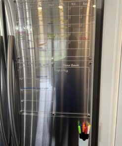 Magnetic Acrylic Calendar for Fridge,2 Pack 12"x16" Clear Fridge Calendar Dry Erase Magnetic Planning Boards Set Includes 6 Colorful Highlight Markers,Magnetic Pen Holder and Erase Towel Monthly Planner+Weekly Planner 37 71PvdyOIqvL