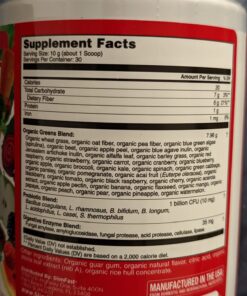 SlimFast Greens Powder, Green Superfoods with Organic Wheat Barley Grass, Flax Seed & Inulin, Oat Fiber Supplement, 1 Billion CFU Probiotics, Probiotic Multi Enzyme- Berry Burst, 30 Servings Organic Greens 33 71PwPqrs0nL