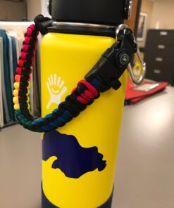 WaterFit Paracord Handle - Paracord Carrier Survival Strap Cord with Safety Ring and Carabiner Compatible with Hydro Flask Wide Mouth Water Bottles 12oz - 64 oz Rainbow/Compass 24 71PwizjQXVL
