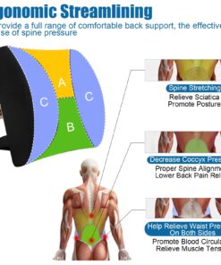 Alternative view of LOVEHOME Lumbar Support Pillow for Chair and Car, Back Support for Office Chair Memory Foam Cushion with Mesh Cover for Back Pain Relief - Black