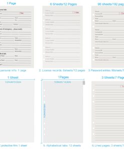 Password Book Refill Pages 212 Replacement Pages Internet Log Book, 8.2x5.6in, Large Print 576 Entries Durable Divider with Alphabetical Tabs, For Men Women Seniors Home Office Use 10 71PxE msWAL