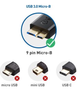 Cable Matters Short Micro USB 3.0 Cable 3 ft (External Hard Drive Cable, USB to USB Micro B Cable) in Black, Compatible with Seagate, LaCie, Toshiba, Samsung, Western Digital/WD External Hard Drive 1m 1 13 71PxJMAKdLL