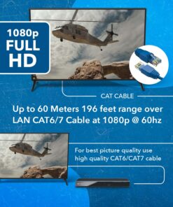 OREI HDMI Over Ethernet Extender Over CAT6/CAT7 Cable 1080p @ 60Hz With IR - Upto 196 FT - Supports & 3D, HD Audio Extender - 196Feet HDMI Extender 12 71PxaJ MXL