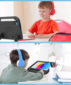 BMOUO Kids Case for iPad 10th Generation 10.9 inch 2022 - with Built-in Screen Protector, Shockproof Light Weight Covertible Handle Stand 10.9” 2022 iPad 10th Gen Case for Kids Toddlers Girls, Black 15 71Pxah9FURL