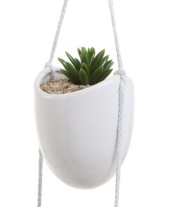 MyGift 4-Tier White Ceramic Hanging Wall Planter with Rope - Decorative Succulent Herb Flower Pot Containers 21 71PxdlJdONL