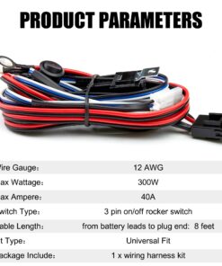 Eyourlife 300W Light Bar Wiring Harness, 12V 40A DT Connector 1 Lead Harness, Relay Relay Blade Fuse Wiring Harness Kit for Off Road LED Light Bar with On Off Power Switch 10ft 28 71Q 4XQgjXL