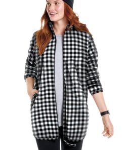 Woman Within Plus Size Zip-Front Microfleece Jacket | Long Oversized Fleece 6X-Large Plus Evening Blue Marled 11 71Q1NxrsEsL