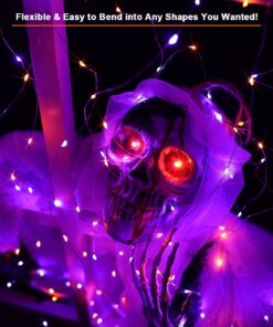 Brizled Purple Orange Halloween Fairy Lights, 19.47ft 60 LED Halloween Lights, 2 Mode Battery Purple Orange Lights, Indoor Silver Wire Halloween Twinkle Light for Halloween Themed Party Carnival Decor Purple & Orange 12 71Q25vX8b4L
