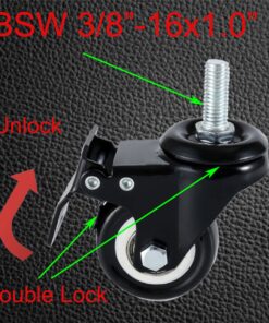 DICASAL 4 Pack 1.5 Inch Swivel Stem Casters, Non-Marking Polyurethane Wheels 330 Lbs with Diameter 3/8"- 16 x 1" Stem Thread and Nuts for Carts Trolley Furniture 3/8-16*1" 18 71Q2tAFhiFL