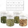 ZENS Glass Canister Set, Small Airtight Kitchen Storage Jars with Glass Lids, Clear 4 Pack 10oz Empty Food Container for Spices with Lables and Stickers. 01-10oz*4 34 71Q3Qfg0pzL