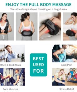 Shiatsu Neck and Back Massager with Soothing Heat, Nekteck Electric Deep Tissue 3D Kneading Massage Pillow for Shoulder, Leg, Body Muscle Pain Relief, Home, Office, and Car Use Black 28 71Q3enjaH2L