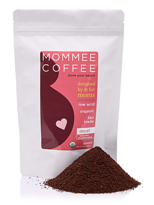 Mommee Coffee Decaf Ground Low Acid Coffee - 100% Arabica Organic Decaf Coffee Beans with Smooth Caramel Flavor - Medium Grind for Drip, Reusable One Cup Filters - 11 oz Decaf, Low Acid 11 Ounce (Pack of 1)