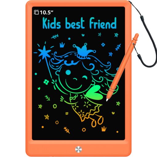 LCD Writing Tablet Doodle Board, Colorful Drawing Pad, Electronic Drawing Tablet, Drawing Pads,Travel Gifts for Kids Ages 3 4 5 6 7 8 Year Old Girls Boys (10.5 inch, Orange) 10.5 inch