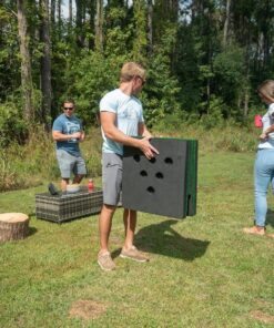 PutterBall Golf Pong Game Set The Original - Includes 2 Putters, 2 Golf Balls, Green Putting Pong Golf Mat & Golf Hole Covers - Best Backyard Party Golf Game Set 20 71Q72Uao4L