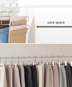 HonTop S-Type Stainless Steel Pants Hangers Space Saving 3Pcs Multi-Purpose Storage Organizer Rack Magic for Hanging Trousers Jeans Scarf Tie Clothes, 5Layers 14 71Q7D3aW45S