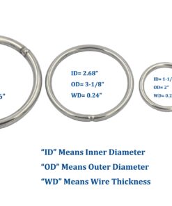 DGOL 5 Packs 3-1/8 inch Strong Welded O Ring 304 Stainless Steel Round Ring Buckles, Wire Thickness 0.24 inch 3-1/8" Ring 5 Packs 9 71Q7Lp25b8S