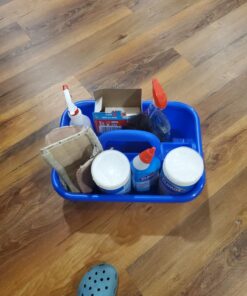 Akro-Mils 09185 Plastic Tote Tool & Supply Cleaning Caddy with Handle, (18-3/8-Inch x 13-7/8-Inch x 9-Inch), Blue (09185BLUE) Tote Caddy 21 71Q7SVN1iEL 1