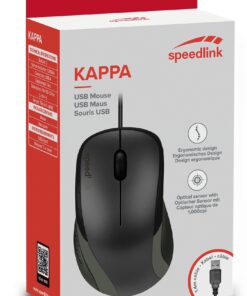 Speedlink Kappa Mouse - 3 Buttons - Optical Sensor, Black, Kappa USB, SL-610011-BK Wired 11 71Q82sW0ZgL