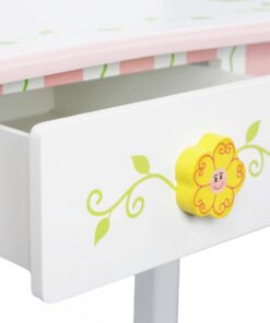 Fantasy Fields - Princess & Frog Kids Vanity Table and Stool Set , 1 drawer, Gift for Kids, White Pink, Crown 13 71Q9p5aRPoL 1