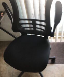 Flash Furniture Kelista Mid-Back Swivel Office Chair with Adjustable Lumbar Support and Seat Height, Ergonomic Mesh Desk Chair with Flip-Up Armrests, Black Black Mesh Set of 1 55 71QBHV5PL