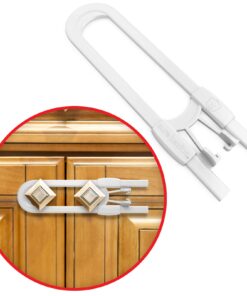 Child Proof Locks for Cabinet Doors, Adjustable U-Shaped, Door Latch 4 PCK White 12 71QBQ9xJoQL
