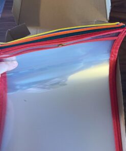 Amazon Basics Heavy Duty Dry Erase Ticket Holder Pockets, Clear Film With Multicolored Fabric Edge, 8.5" X 11", Pack of 25 27 71QD6HcH4ML 1