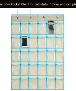 KEEPJOY Classroom Pocket Charts for Cell Phone Calculator Holders, Pocket Organizer for Cell Phone Jail with 30 Clear Pockets Chart Size 33.5 x 24.5 Inch Classroom Pocket Storage (Beige) Beige 13 71QDfRcgT2L