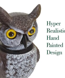 Dalen Fake Owl Decoy to Scare Birds Away from Gardens, Rooftops, and Patios - Scarecrow Provides Chemical-Free Pest Control - Safe and Humane, 18" 360º Rotating Head 24 71QEpLjtBS