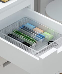 TQVAI Kitchen Drawer Organizer, Mesh Silverware Organizer, 5 Compartments Utensil Holder Cutlery Tray, Silver S 20 71QFKkqKHL