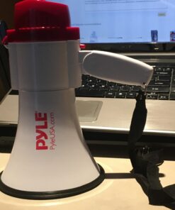 Pyle Megaphone Speaker Lightweight Bullhorn - Built-in Siren, Adjustable Volume Control and 800 Yard Range - PMP30 White 28 71QGFjUfeSL