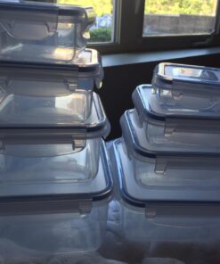 Popit! 8 Clear Food Storage Containers Set, Microwave and Freezer Safe, Little Big Box 35 71QHE5j69L